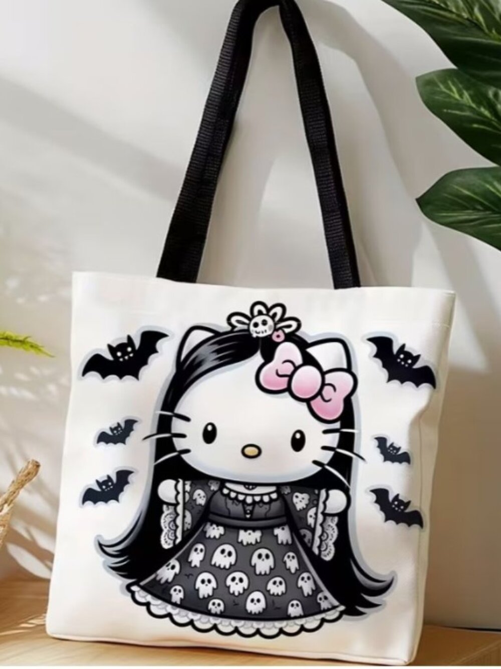 HELLO KITTY “Black Wig in Ghost Dress” Tote Shopping Bag (BRAND-NEW‎ & SO CUTE!)
